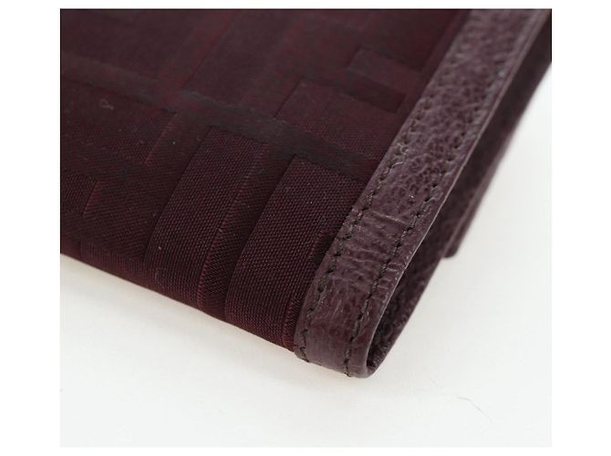 FENDI Zucca Canvas Trifold Wallet Nylon Leather Bordeaux Silver Auth am12141V - view 16