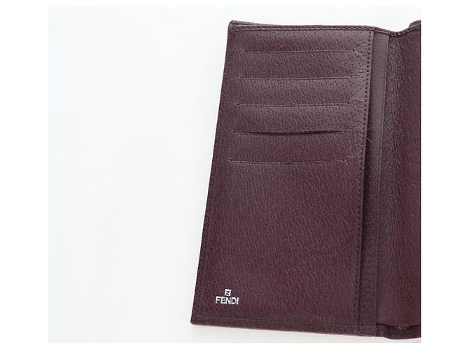 FENDI Zucca Canvas Trifold Wallet Nylon Leather Bordeaux Silver Auth am12141V - view 17