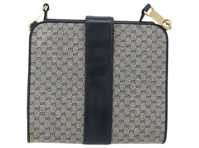 Borsa a Spalla GUCCI Micro GG Canvas Navy Gold Tone Auth ep15230 Blu navy - vista 2