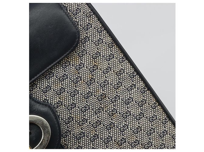 Borsa a Spalla GUCCI Micro GG Canvas Navy Gold Tone Auth ep15230 Blu navy - vista 9
