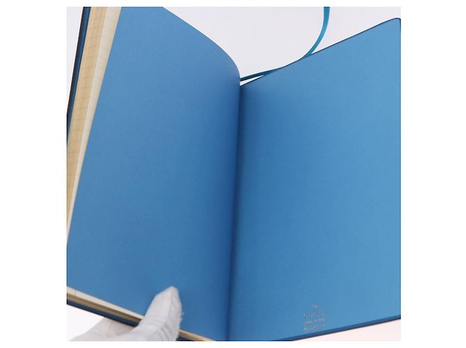 GUCCI GG Supreme Disney Donald Duck Note Book Cuir Beige Bleu Auth SW2661M - vue 11