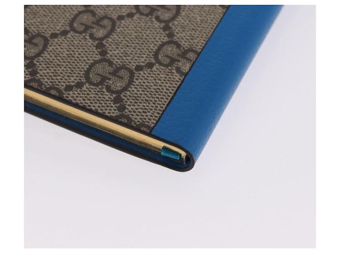 GUCCI GG Supreme Disney Donald Duck Note Book Cuir Beige Bleu Auth SW2661M - vue 16