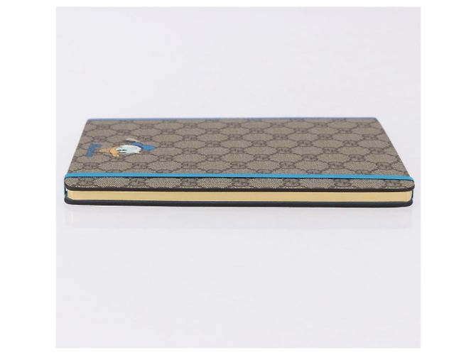 GUCCI GG Supreme Disney Donald Duck Note Book Cuir Beige Bleu Auth SW2661M - vue 3