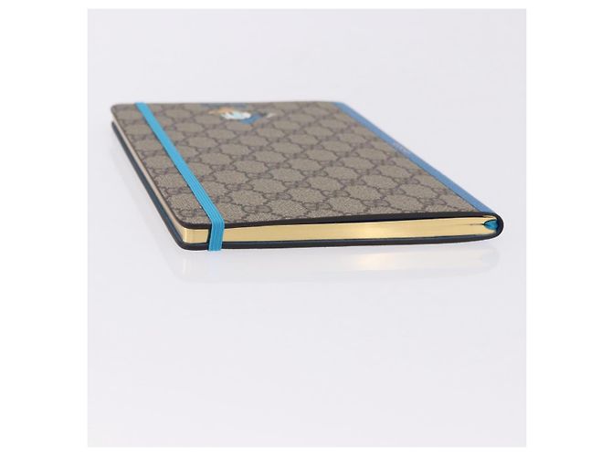 GUCCI GG Supreme Disney Donald Duck Note Book Cuir Beige Bleu Auth SW2661M - vue 5