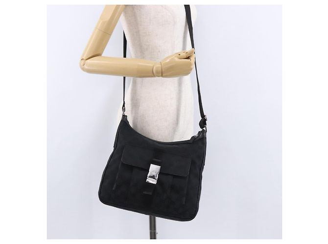 Borsa a Spalla GUCCI GG Canvas Nera Argento 131211 Auth 193541 Nero - vista 23