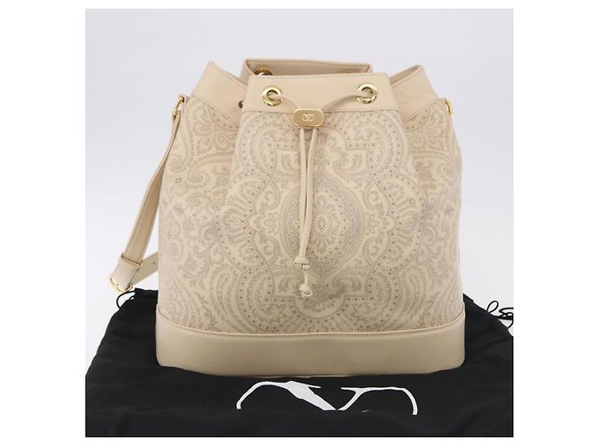 VALENTINO Borsa a Spalla con Coulisse in Pelle Avorio Auth BA14162V Crudo - vista 12