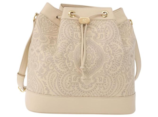 VALENTINO Borsa a Spalla con Coulisse in Pelle Avorio Auth BA14162V Crudo - vista 13
