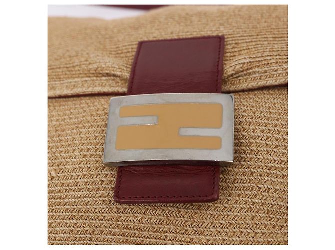 FENDI Mamma Baguette Schultertasche Stroh Beige Silber Authentisch yk20673SAV - Ansicht 18