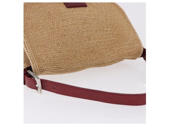 FENDI Mamma Baguette Schultertasche Stroh Beige Silber Authentisch yk20673SAV - Ansicht 6