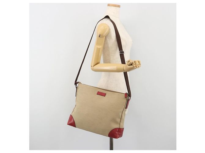 GUCCI GuccissimaGG Shoulder Bag Canvas Beige Red 257301 Auth ep15248 Rosso - vista 23