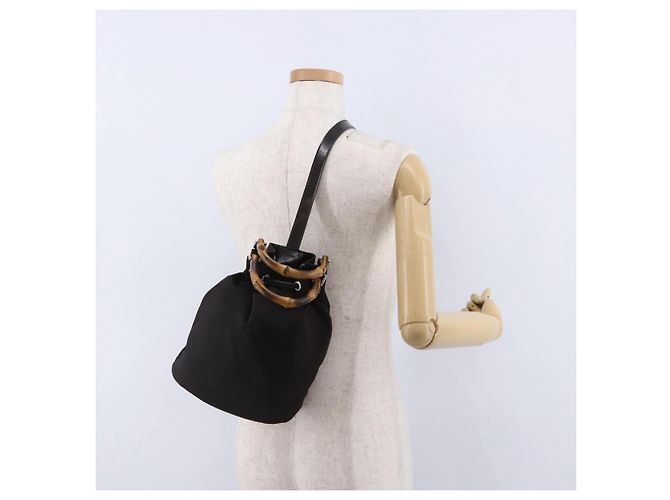 Sac à main GUCCI Bamboo Nylon 2way Marron Argent 003 2854 0060 0 Auth bs36299A Argenté - Ansicht 24