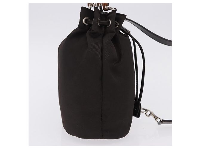 Sac à main GUCCI Bamboo Nylon 2way Marron Argent 003 2854 0060 0 Auth bs36299A Argenté - Ansicht 3