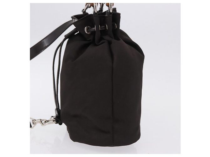Sac à main GUCCI Bamboo Nylon 2way Marron Argent 003 2854 0060 0 Auth bs36299A Argenté - Ansicht 4
