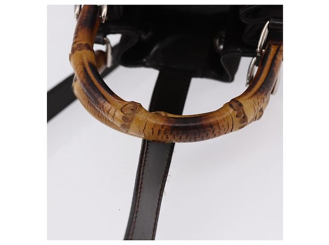 Sac à main GUCCI Bamboo Nylon 2way Marron Argent 003 2854 0060 0 Auth bs36299A Argenté - Ansicht 7