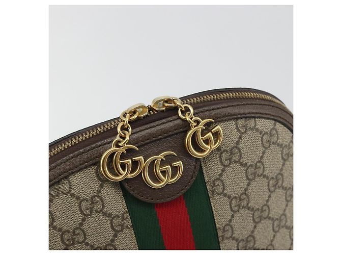 Borsa GUCCI GG Supreme Ophidia Sherry Line PVC Beige Oro 499621 Auth 194060 - vista 10