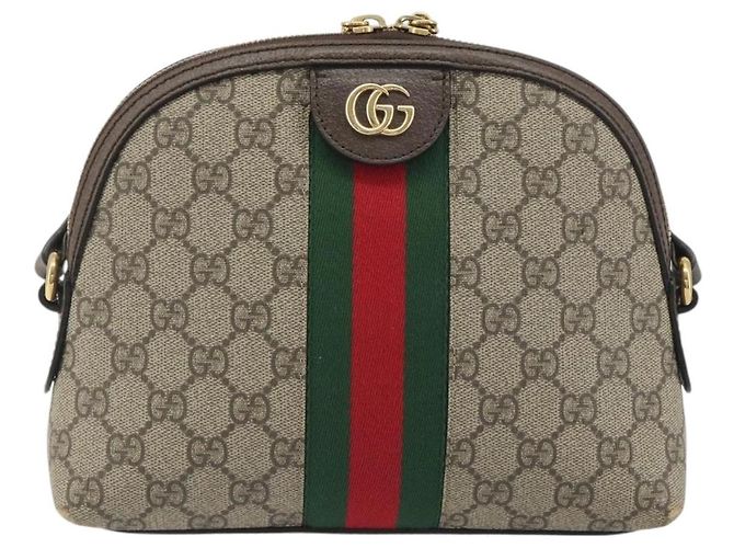 Borsa GUCCI GG Supreme Ophidia Sherry Line PVC Beige Oro 499621 Auth 194060 - vista 13