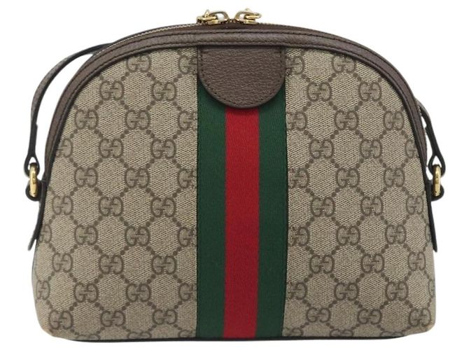 Borsa GUCCI GG Supreme Ophidia Sherry Line PVC Beige Oro 499621 Auth 194060 - vista 2