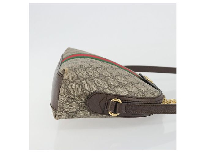 Borsa GUCCI GG Supreme Ophidia Sherry Line PVC Beige Oro 499621 Auth 194060 - vista 3