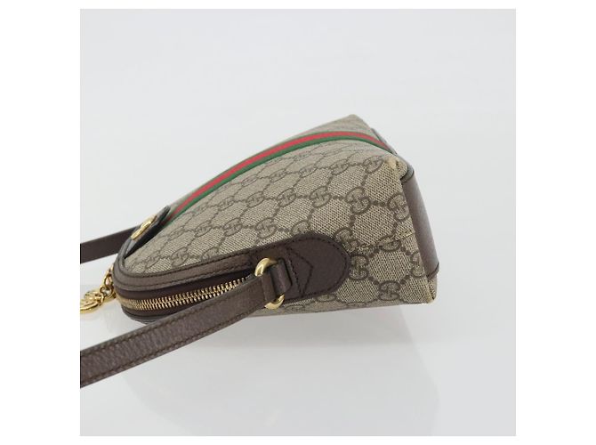 Borsa GUCCI GG Supreme Ophidia Sherry Line PVC Beige Oro 499621 Auth 194060 - vista 4