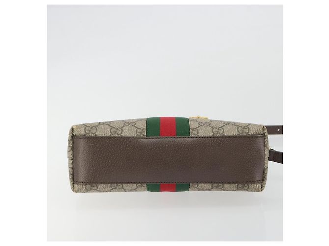 Borsa GUCCI GG Supreme Ophidia Sherry Line PVC Beige Oro 499621 Auth 194060 - vista 5