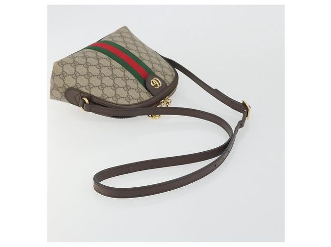 Borsa GUCCI GG Supreme Ophidia Sherry Line PVC Beige Oro 499621 Auth 194060 - vista 7