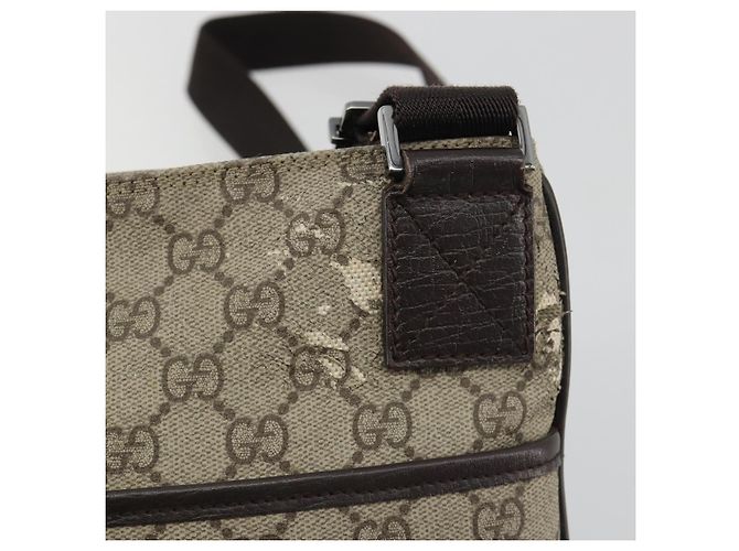 Borsa a tracolla GUCCI GG Supreme in PVC e pelle Beige Argento 141626 Auth ep15158 - vista 10
