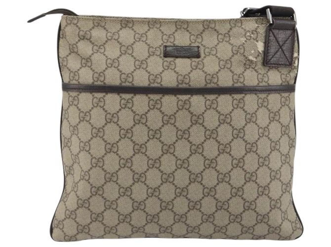 Borsa a tracolla GUCCI GG Supreme in PVC e pelle Beige Argento 141626 Auth ep15158 - vista 13