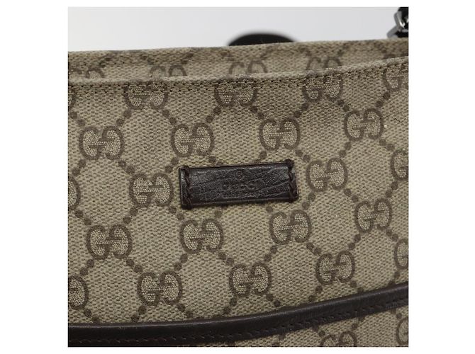 Borsa a tracolla GUCCI GG Supreme in PVC e pelle Beige Argento 141626 Auth ep15158 - vista 18