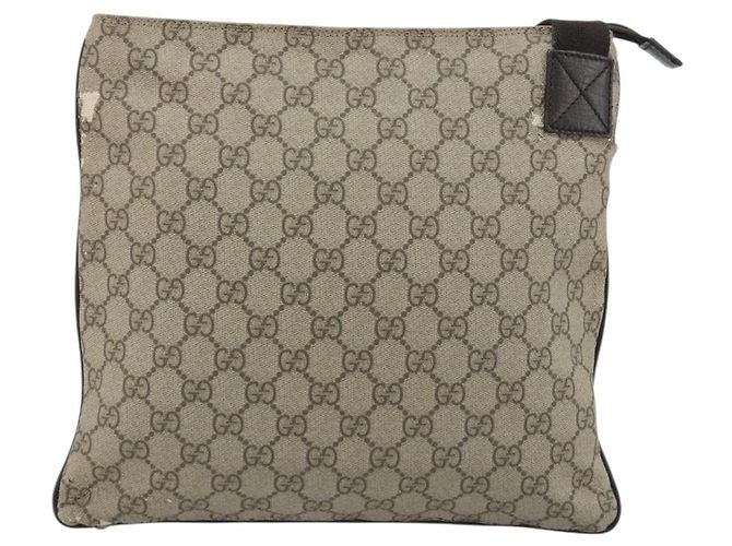 Borsa a tracolla GUCCI GG Supreme in PVC e pelle Beige Argento 141626 Auth ep15158 - vista 2