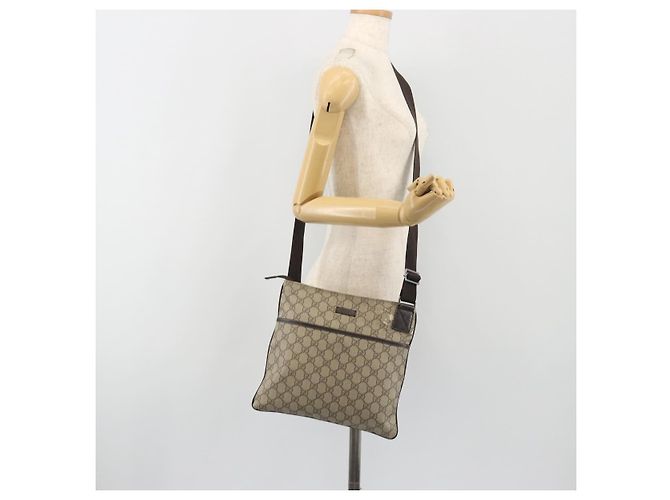 Borsa a tracolla GUCCI GG Supreme in PVC e pelle Beige Argento 141626 Auth ep15158 - vista 26