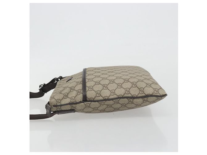 Borsa a tracolla GUCCI GG Supreme in PVC e pelle Beige Argento 141626 Auth ep15158 - vista 4