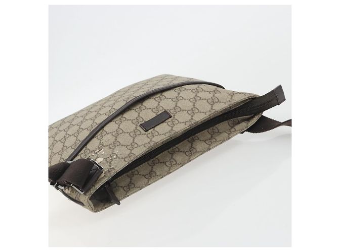 Borsa a tracolla GUCCI GG Supreme in PVC e pelle Beige Argento 141626 Auth ep15158 - vista 6
