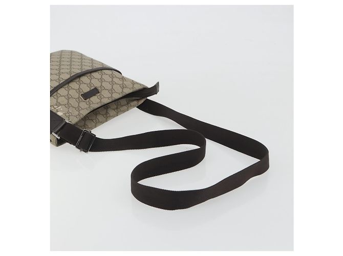Borsa a tracolla GUCCI GG Supreme in PVC e pelle Beige Argento 141626 Auth ep15158 - vista 7