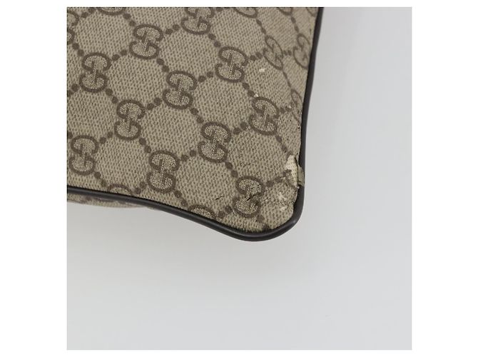 Borsa a tracolla GUCCI GG Supreme in PVC e pelle Beige Argento 141626 Auth ep15158 - vista 8