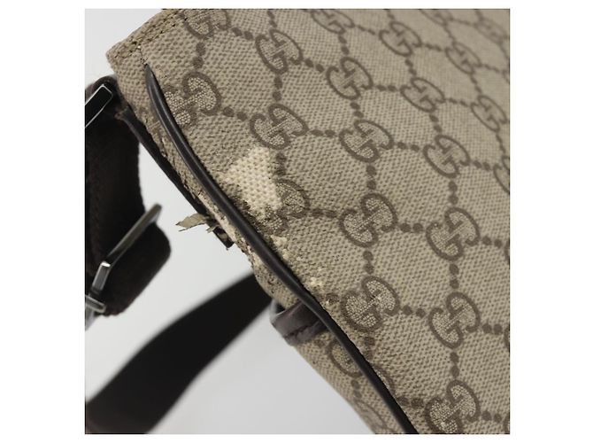 Borsa a tracolla GUCCI GG Supreme in PVC e pelle Beige Argento 141626 Auth ep15158 - vista 9