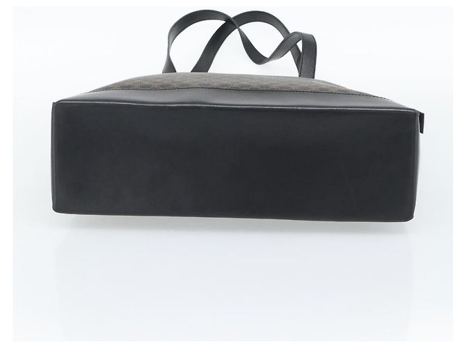 Céline Bolsa Tote CELINE Macadam Canvas PVC Couro Preto Ouro Auth 191826V Dourado - vista 5