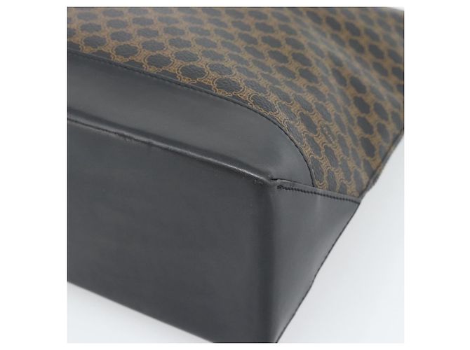 Céline Bolsa Tote CELINE Macadam Canvas PVC Couro Preto Ouro Auth 191826V Dourado - vista 9