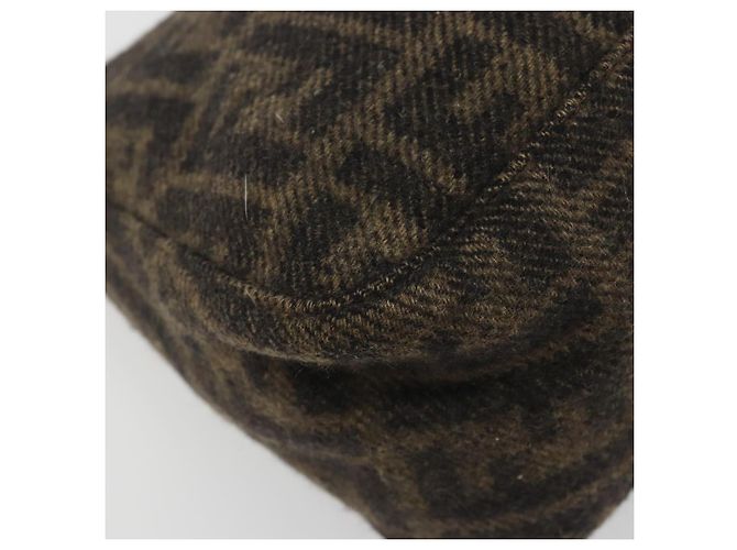 FENDI Zucca Canvas Mamma Baguette Bolsa de Ombro Lã Marrom Ouro Auth 192244V Dourado - vista 16
