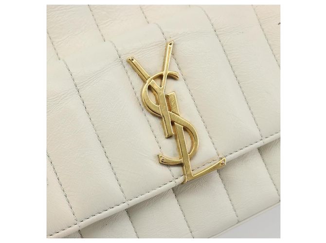 Borsa a Spalla SAINT LAURENT in Pelle Bianca e Oro Auth bs36294 Bianco D'oro - vista 17