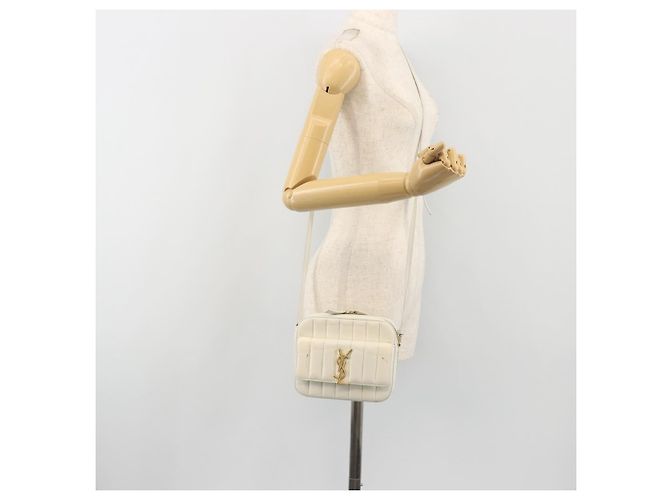 Borsa a Spalla SAINT LAURENT in Pelle Bianca e Oro Auth bs36294 Bianco D'oro - vista 24