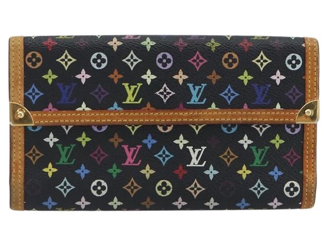 LOUIS VUITTON Monogram Multicolor Porte Tresor Wallet Black M92658 Auth 193171 - vista 13