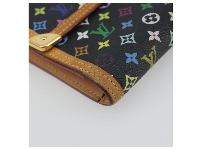 LOUIS VUITTON Monogram Multicolor Porte Tresor Wallet Black M92658 Auth 193171 - vista 14