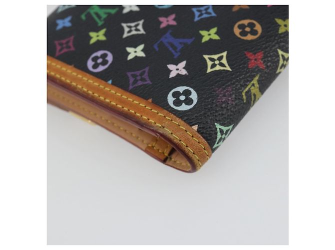 LOUIS VUITTON Monogram Multicolor Porte Tresor Wallet Black M92658 Auth 193171 - vista 16