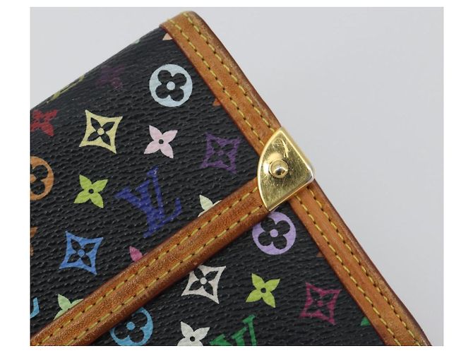 LOUIS VUITTON Monogram Multicolor Porte Tresor Wallet Black M92658 Auth 193171 - vista 17