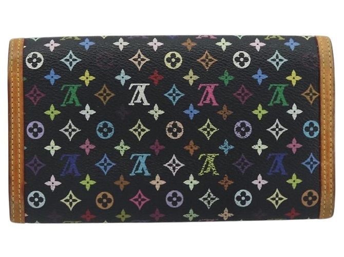 LOUIS VUITTON Monogram Multicolor Porte Tresor Wallet Black M92658 Auth 193171 - vista 2