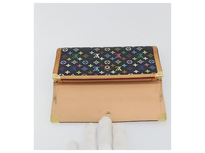 LOUIS VUITTON Monogram Multicolor Porte Tresor Wallet Black M92658 Auth 193171 - vista 8