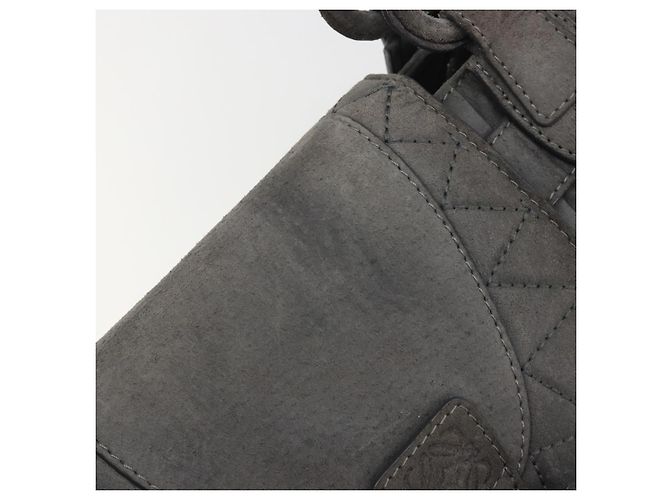 LOEWE Tote Bag Wildleder Grau Silber Auth 192813 Braun - Ansicht 10