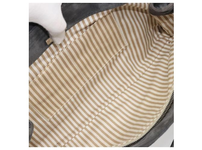 LOEWE Tote Bag Wildleder Grau Silber Auth 192813 Braun - Ansicht 11