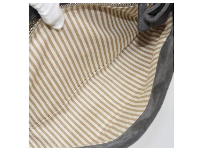 LOEWE Tote Bag Wildleder Grau Silber Auth 192813 Braun - Ansicht 24