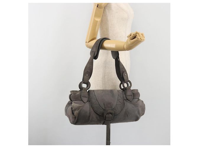 LOEWE Tote Bag Wildleder Grau Silber Auth 192813 Braun - Ansicht 25